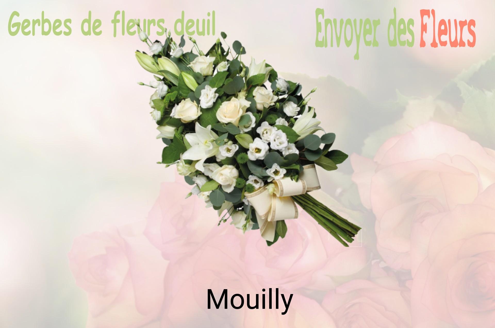 Gerbe de fleurs de deuil livrée à Mouilly